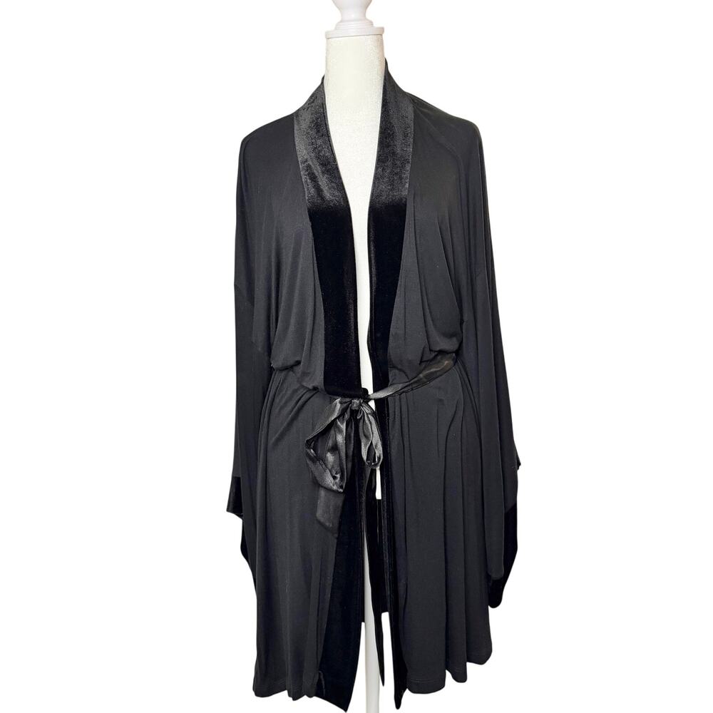 Vintage Jonquil By Diane Samandi for Neiman Marcus Black Kimono Robe sz. L